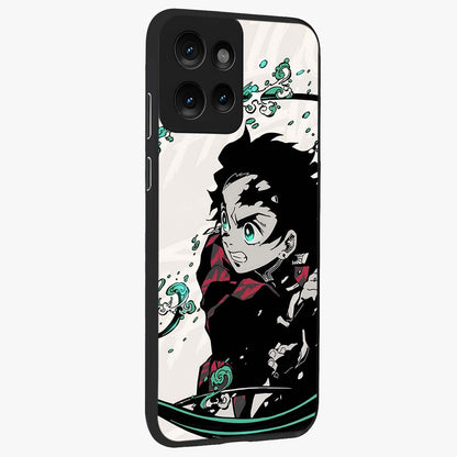 Demon Slayer Glass Case upright view showcasing powerful anime artwork with intense warrior theme.