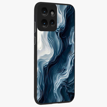 Ethereal Paper Marble Glass Case upright view showcasing smooth marble artwork with refined minimalist theme.