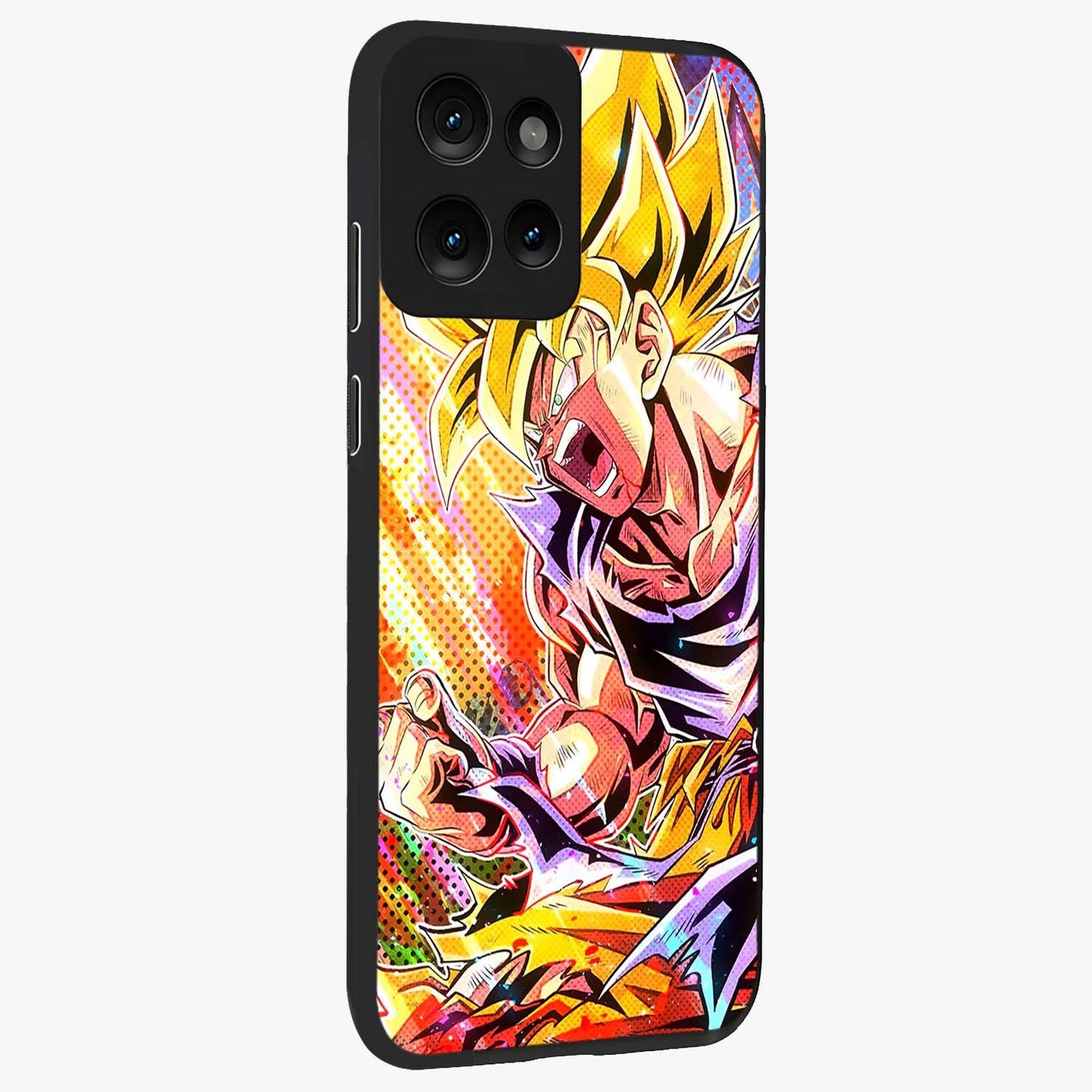 Firing Goku Glass Case upright view showcasing energetic anime artwork with bold warrior theme.
