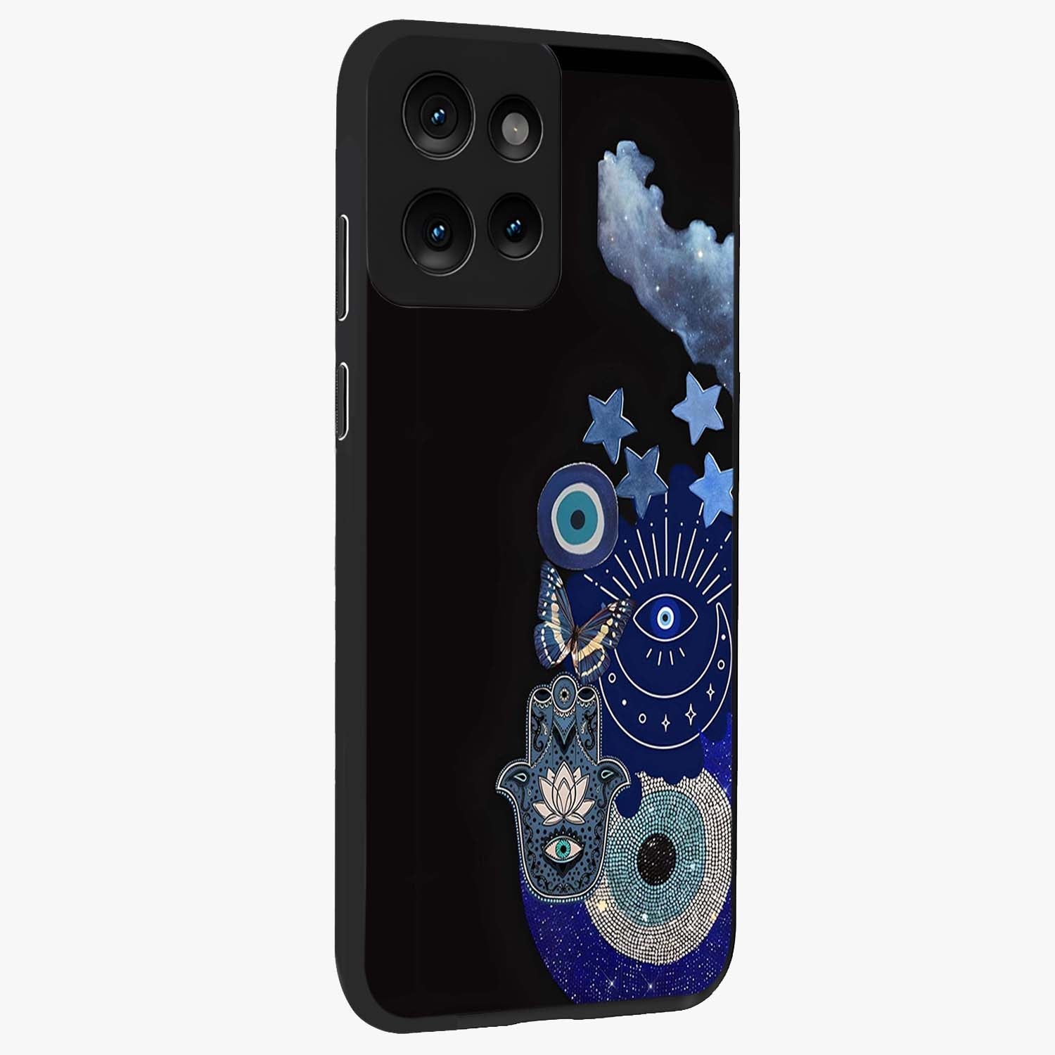 Galactic Charm Cluster Glass Case upright view showcasing glowing cosmic charm artwork with magical celestial style.