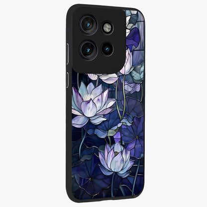 Gloss Petal Rush Glass Case upright view showcasing dynamic floral petal artwork with modern botanical theme.
