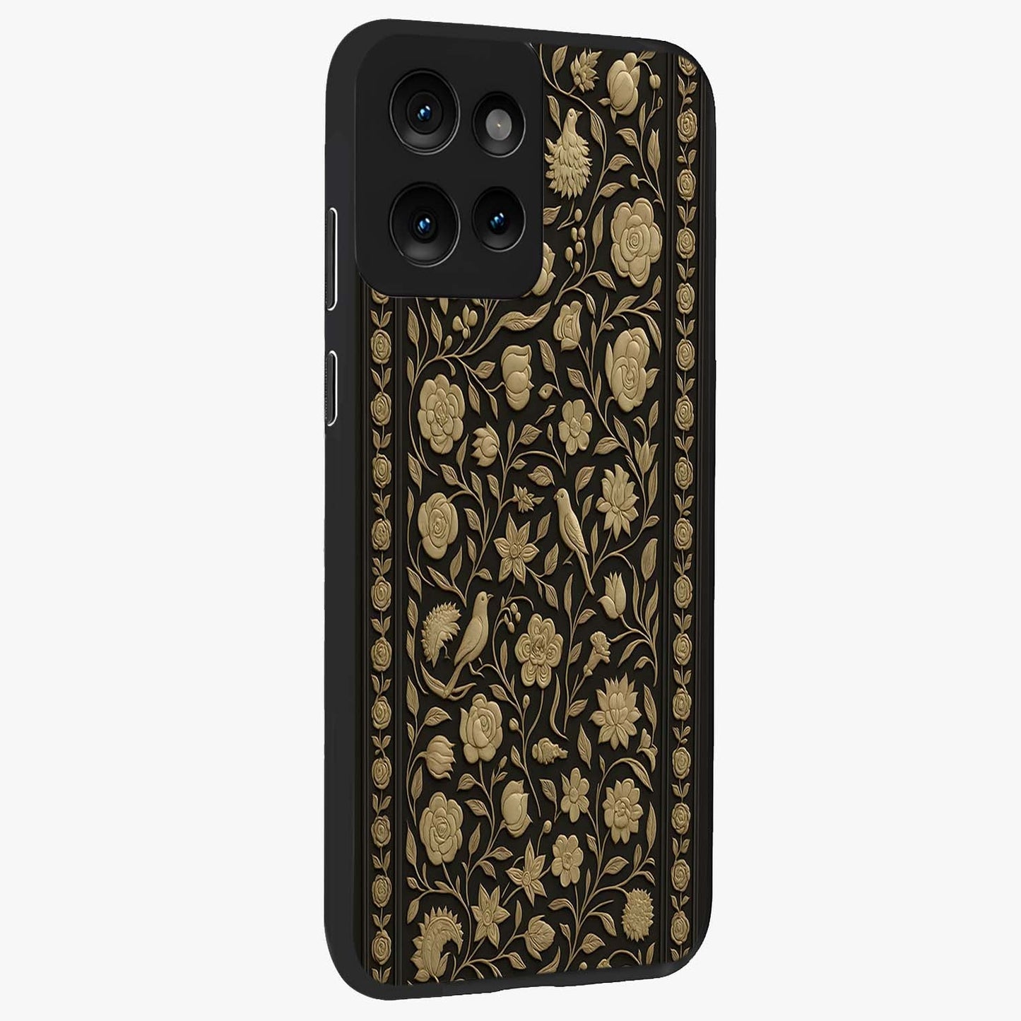 Golden Evil Eye Mandala Glass Case upright view showcasing decorative evil eye mandala artwork with spiritual aesthetic style.