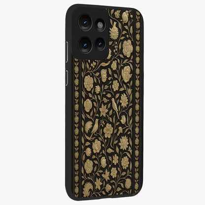 Golden Evil Eye Mandala Glass Case upright view showcasing decorative evil eye mandala artwork with spiritual aesthetic style.
