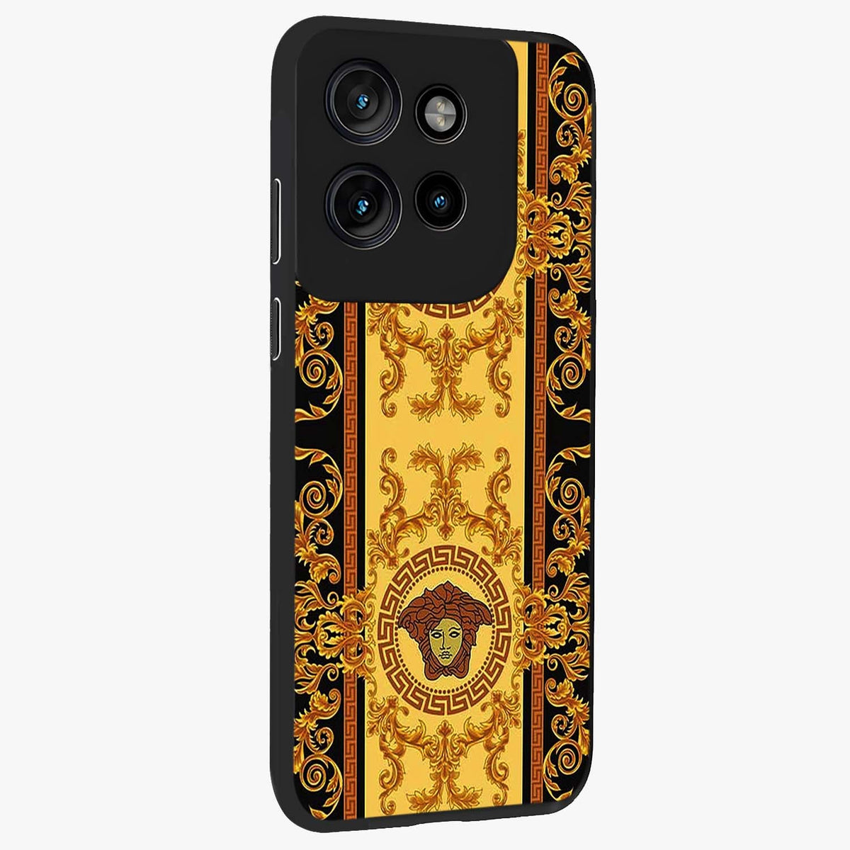 Golden Lotus Glow Glass Case upright view showcasing luminous lotus artwork with peaceful divine theme.