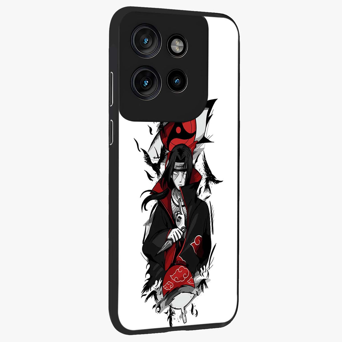 Itachi Limited Edition Naruto Anime Glass Case upright view showcasing intense anime artwork with powerful character theme.
