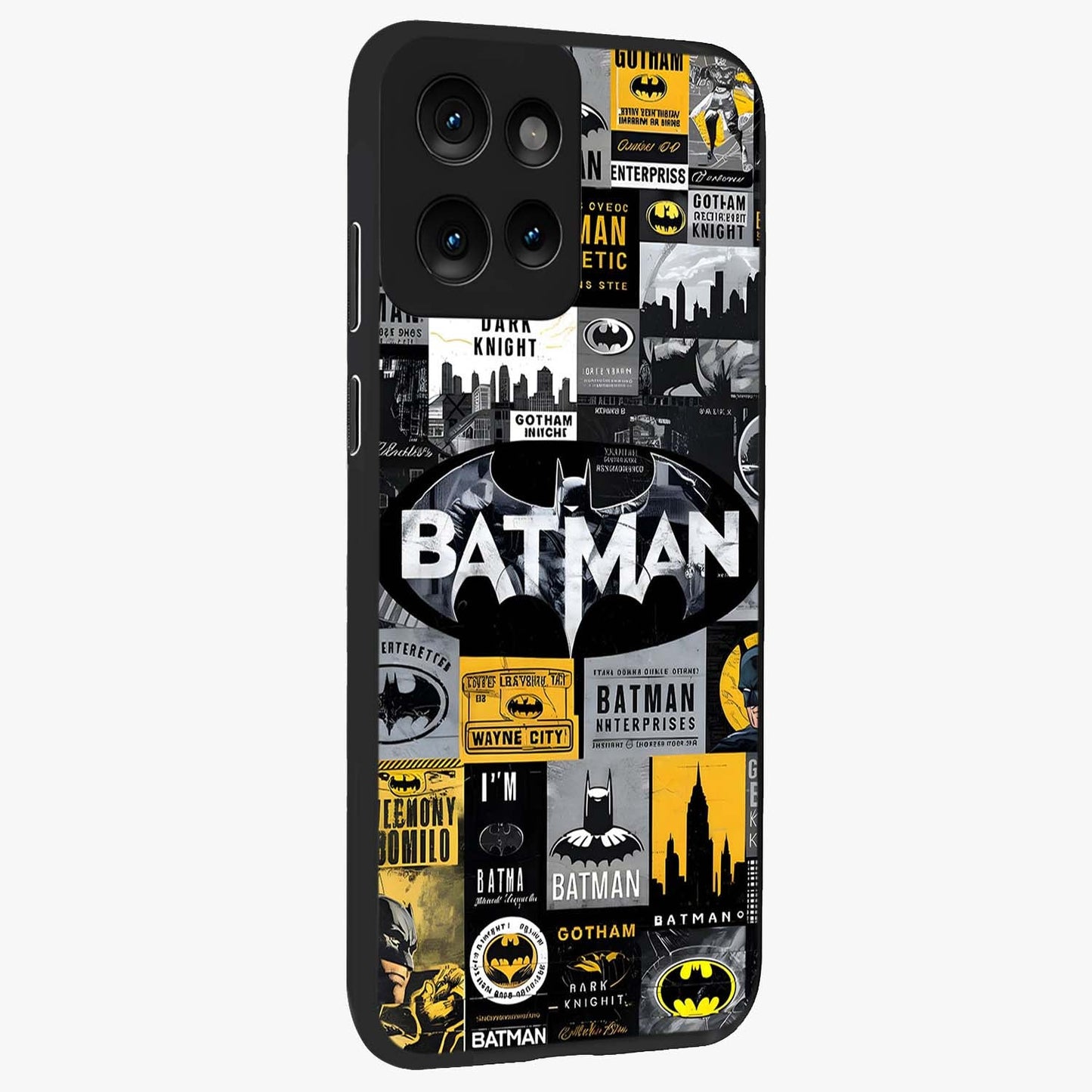 Knight Gotham Rise Glass Case upright view showcasing bold vigilante themed artwork with gothic city vibe.
