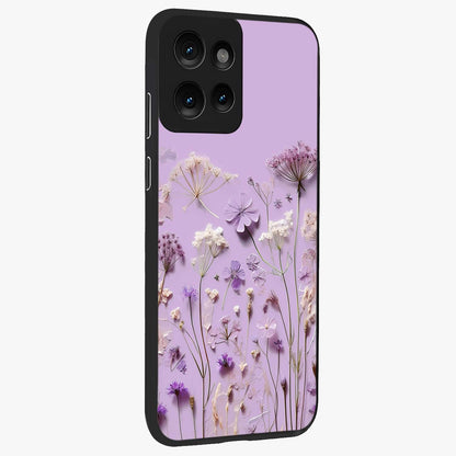 Lavender Blossom Dream Glass Case upright view showcasing delicate lavender blossom artwork with peaceful floral theme.