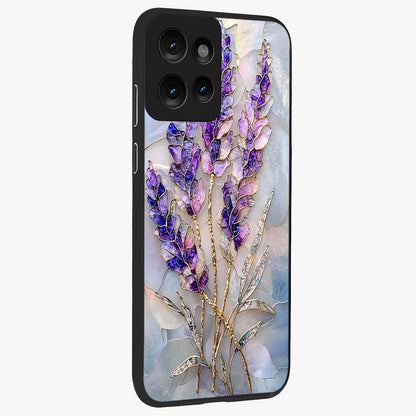 Lavender Dream Glow Glass Case upright view showcasing radiant lavender glow artwork with calming dreamy theme.