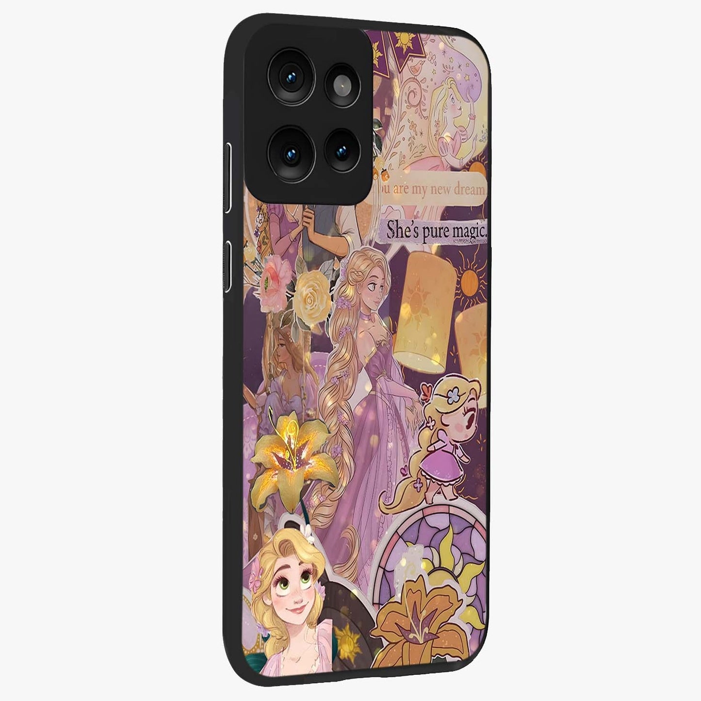 Magical Tangled Dream Glass Case upright view showcasing enchanting artistic artwork with dreamy fantasy theme.