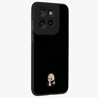 Midnight Panda Love Glass Case upright view showcasing charming panda artwork with playful romantic theme.