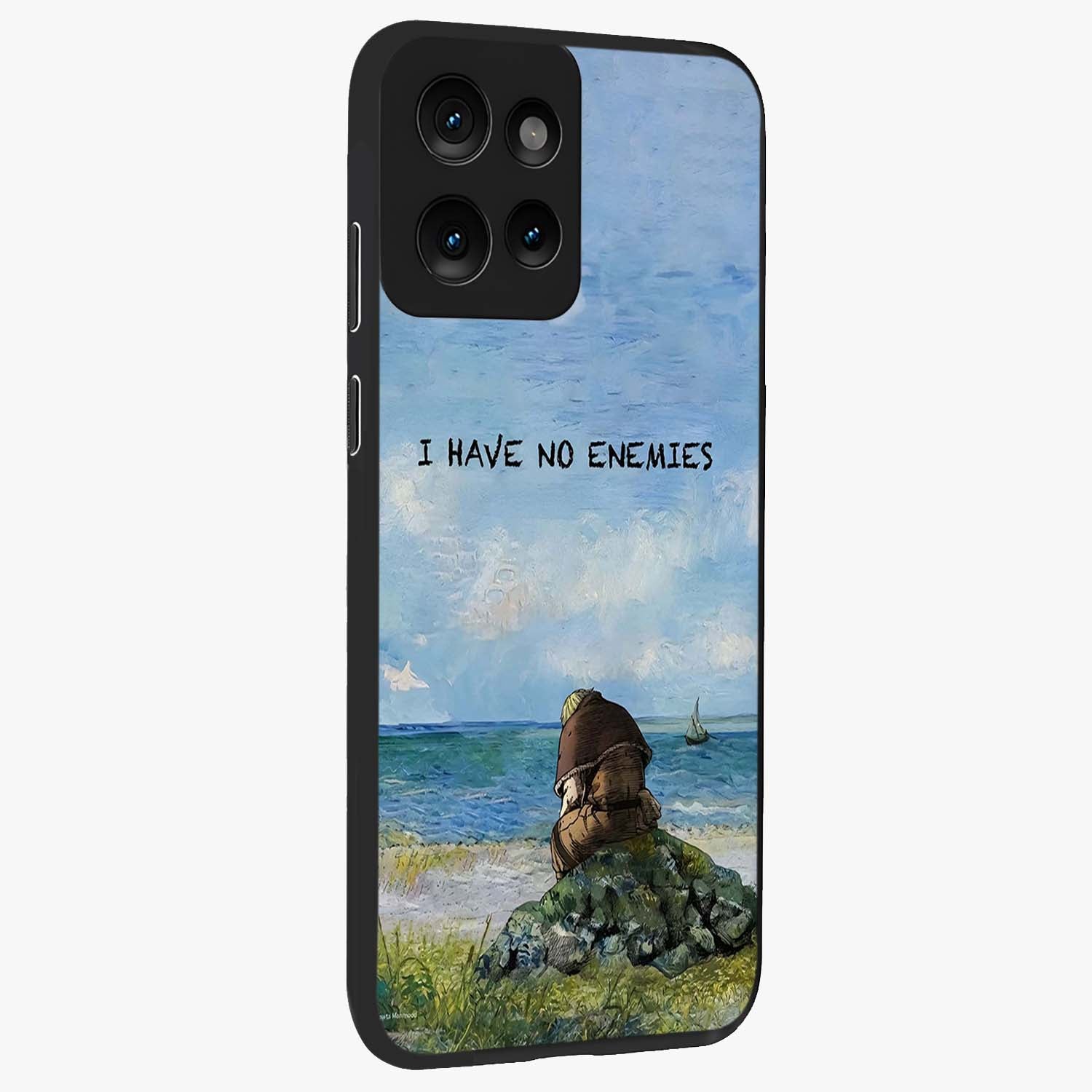 Peace Beyond War Glass Case upright view showcasing powerful peace symbol artwork with inspirational theme.