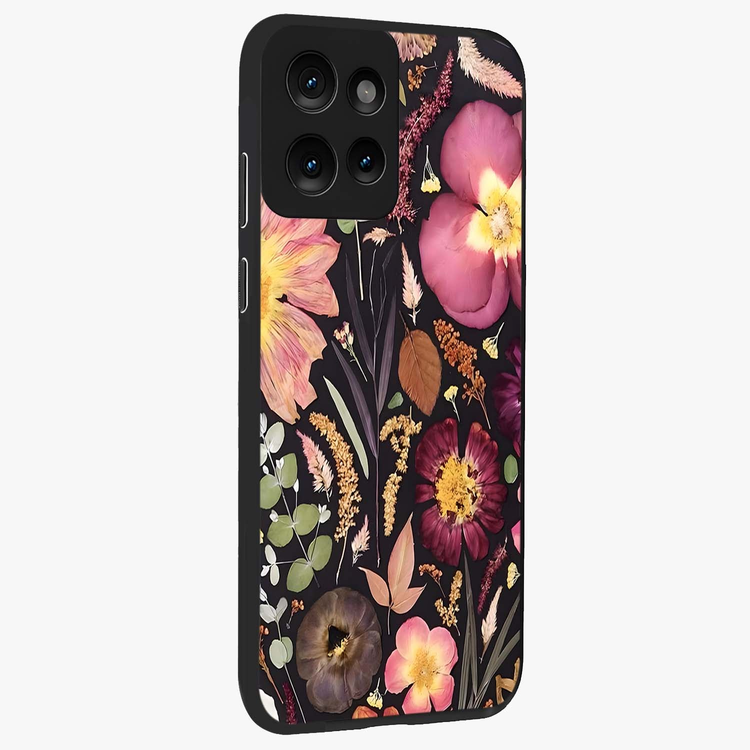 Petal Dream Tapestry Glass Case upright view showcasing detailed floral tapestry artwork with artistic nature theme.