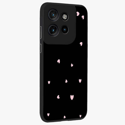 Pink Love Drops Glass Case upright view showcasing charming heart drop artwork with romantic playful theme.