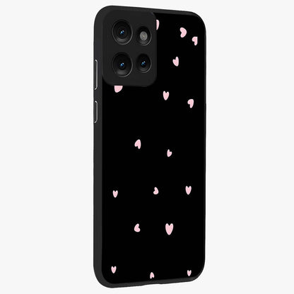 Pink Love Drops Glass Case upright view showcasing charming heart drop artwork with romantic playful theme.