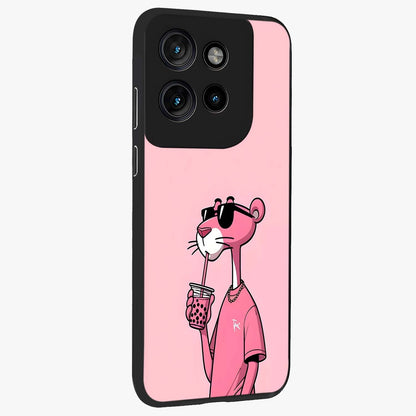 Pink Panther Glass Case upright view showcasing fun animated artwork with stylish retro cartoon theme.