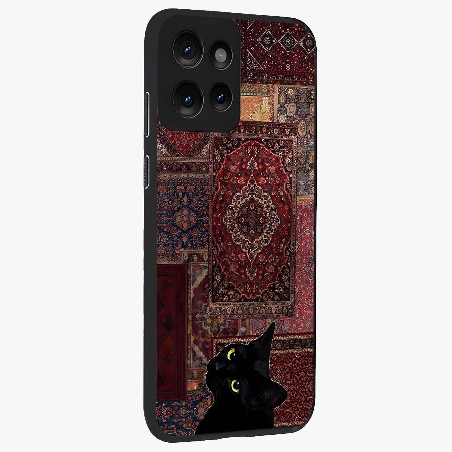 Regal Magic Cat Apple Glass Case upright view showcasing charming cat artwork with playful magical theme.