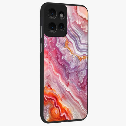 Rose Quartz Marble Glass Case upright view showcasing decorative marble artwork with luxurious pastel theme.