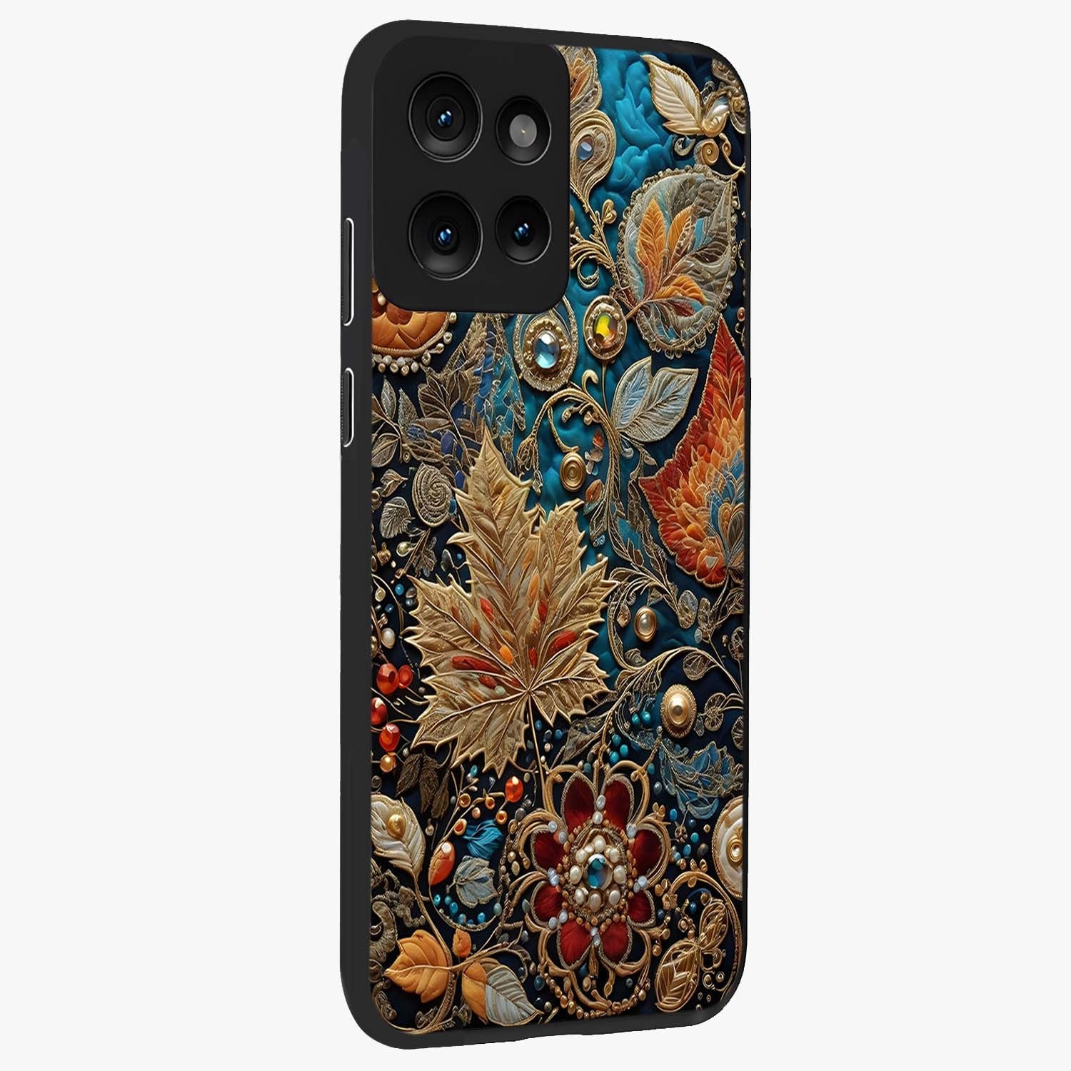 Royal Jewel Garden Glass Case upright view showcasing rich floral artwork with luxurious garden theme.