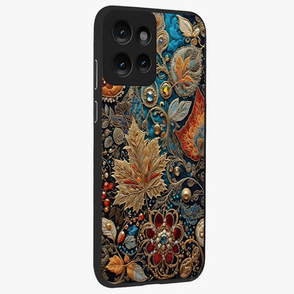 Royal Jewel Garden Glass Case upright view showcasing rich floral artwork with luxurious garden theme.