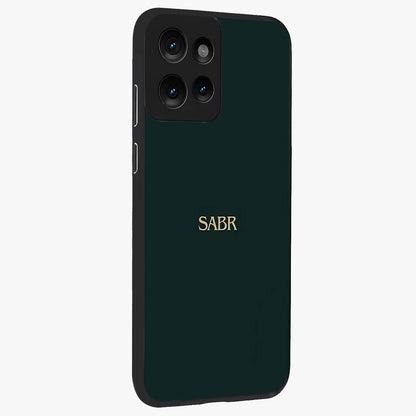 Sabr Minimal Patience Glass Case upright view showcasing calm minimalist artwork with motivational patience theme.