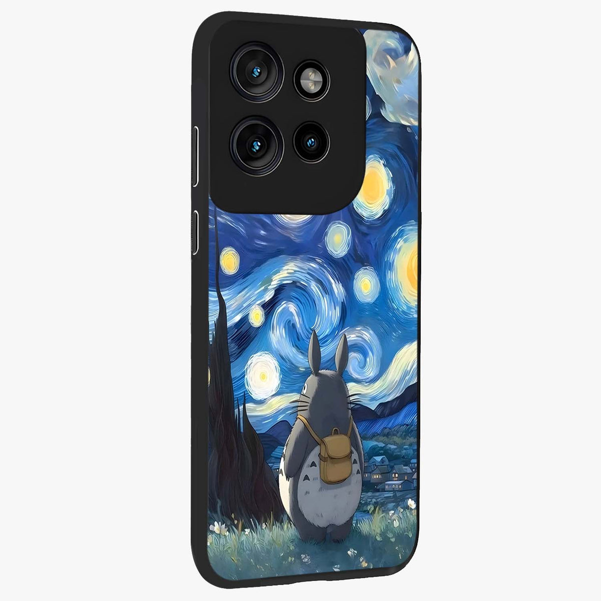 Totoro In Van Gogh Art Glass Case upright view showcasing creative character artwork with painterly artistic theme.