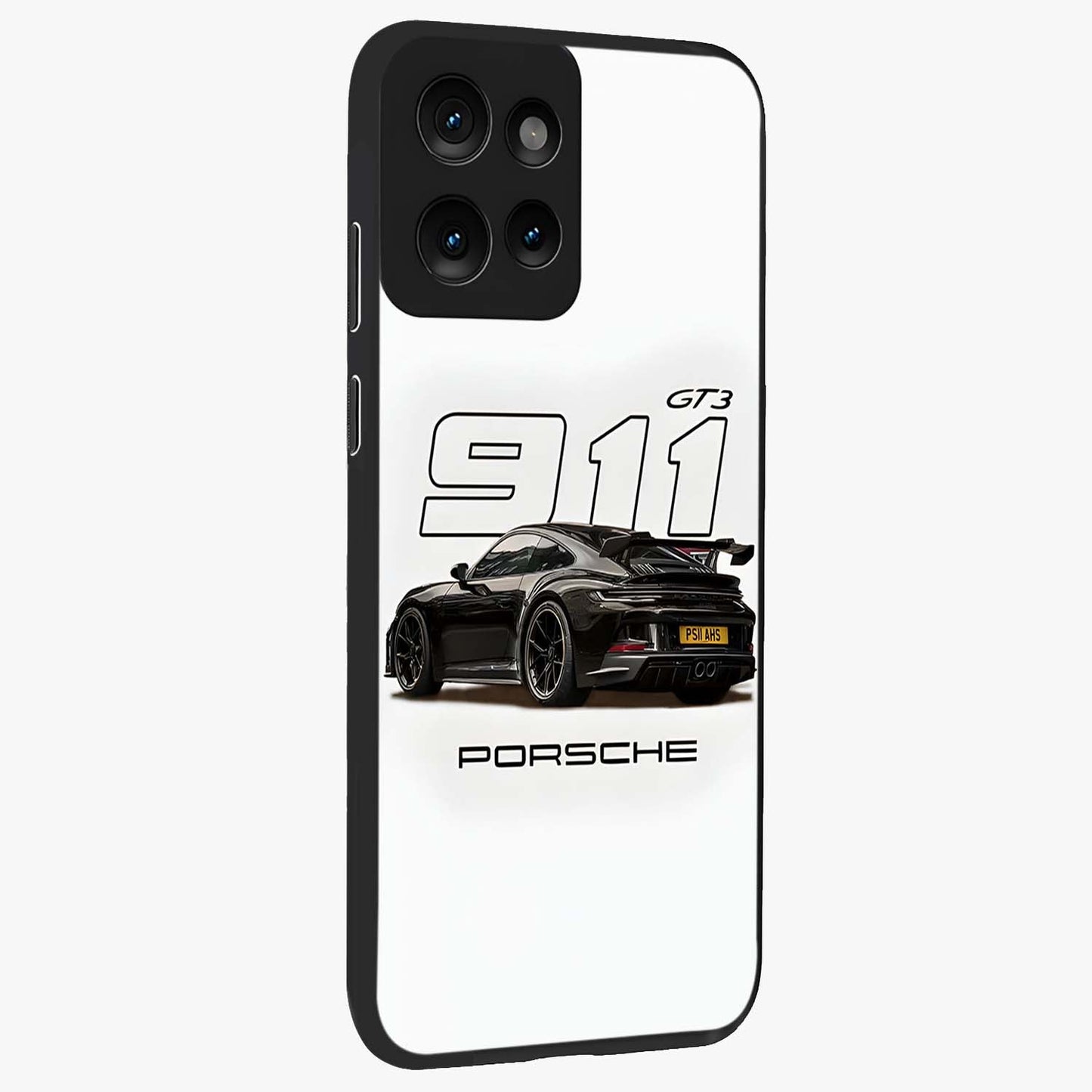 Turbo Legacy Icon Glass Case upright view showcasing bold racing inspired artwork with classic car theme.