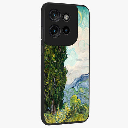 Van Gogh Vintage Art Glass Case upright view showcasing elegant vintage painting artwork with artistic heritage theme.