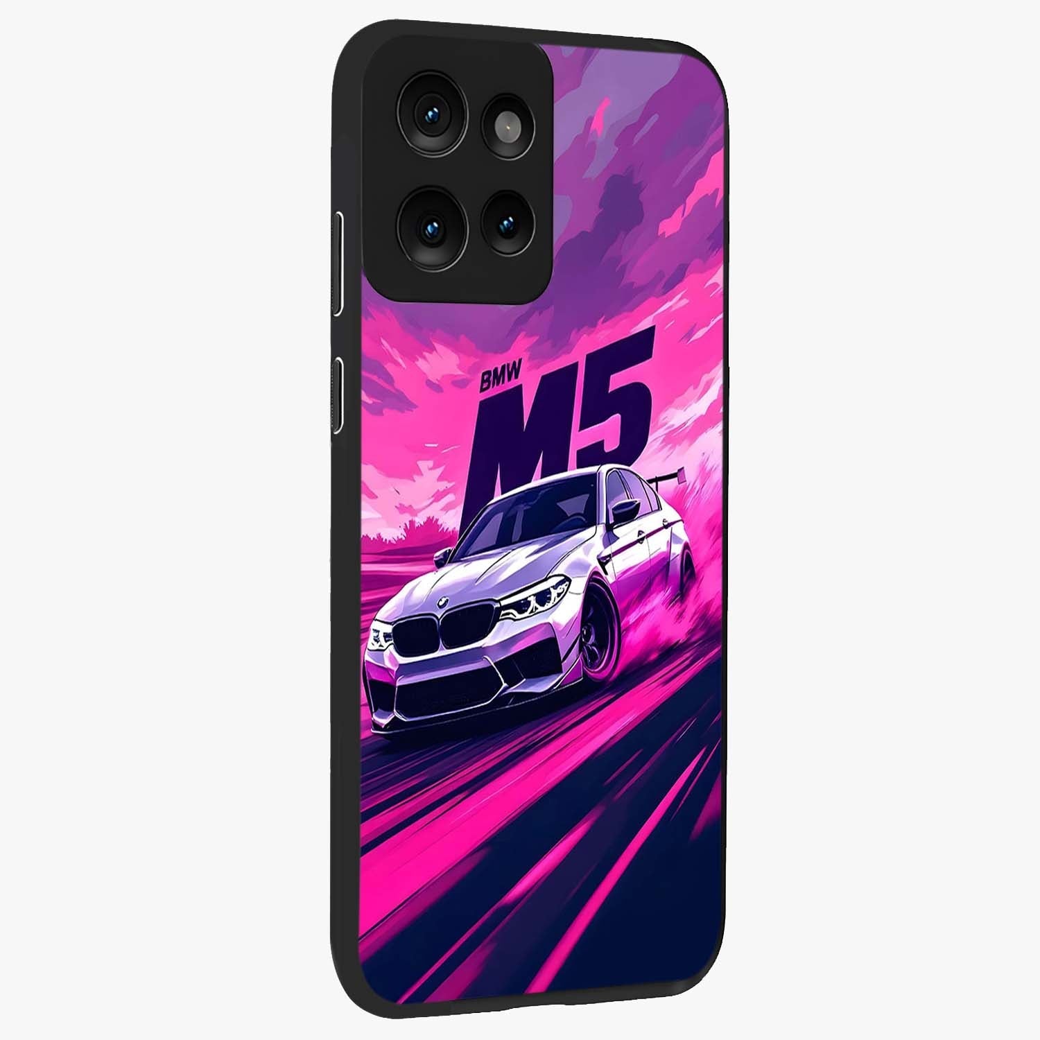 Velocity Drift Pulse Glass Case upright view showcasing powerful racing artwork with energetic motorsport theme.