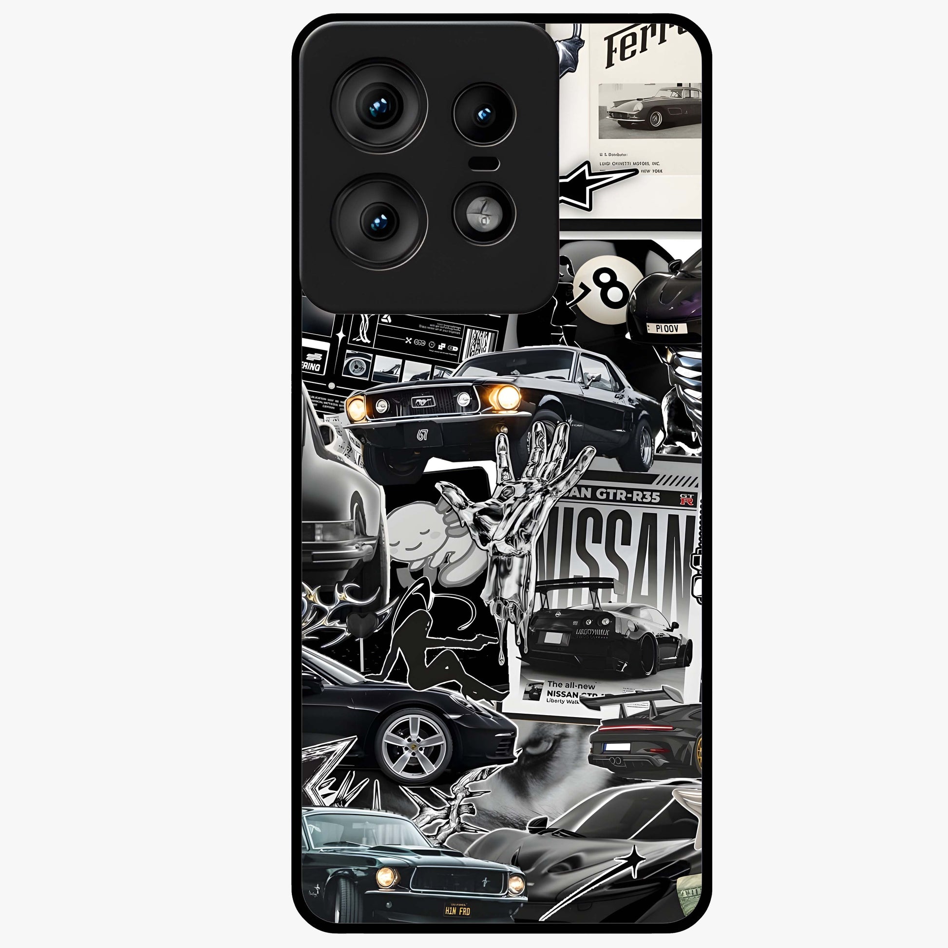 Aesthetic Dark Love Glass Case showing flat back view with dark romantic artwork and glossy glass finish.