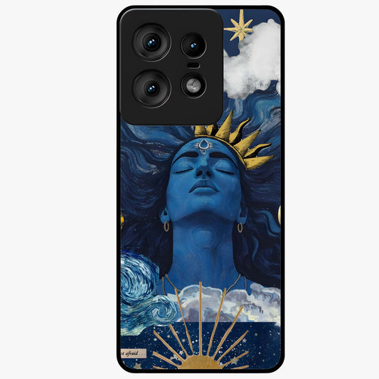 Aesthetic Lord Shiva Glass Case showing flat back view with divine Shiva artwork and glossy glass finish.