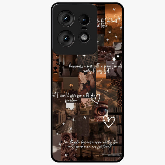 Bittersweet Aesthetic Chaos Glass Case showing flat back view with artistic chaotic aesthetic design and glossy glass finish.