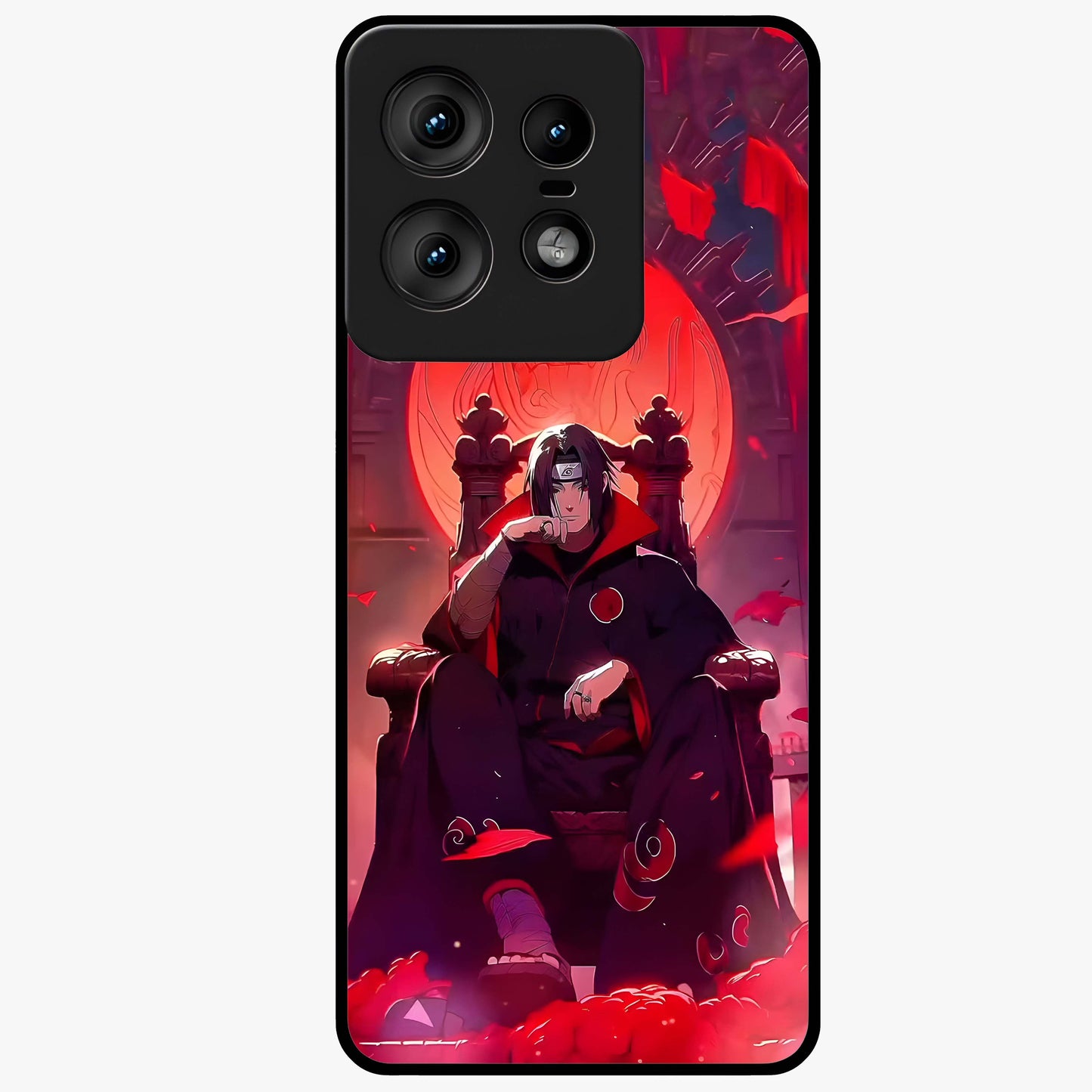 Blood Moon Sovereign Glass Case showing flat back view with mystical blood moon artwork and glossy glass finish.