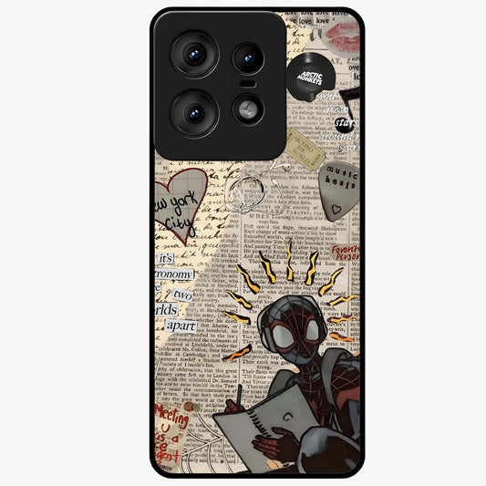 City Dream Sketch Glass Case showing flat back view with artistic city skyline sketch artwork and glossy glass finish.