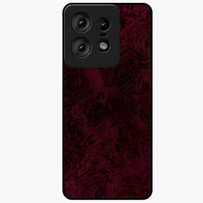 Crimson Fade Flow Glass Case showing flat back view with flowing crimson gradient artwork and glossy glass finish.
