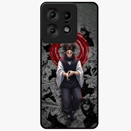 Cursed Ritual Ascension Glass Case showing flat back view with dark ritual themed artwork and glossy glass finish.
