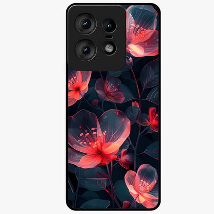 Dark Shade of Flower Glass Case showing flat back view with elegant dark floral artwork and glossy glass finish.
