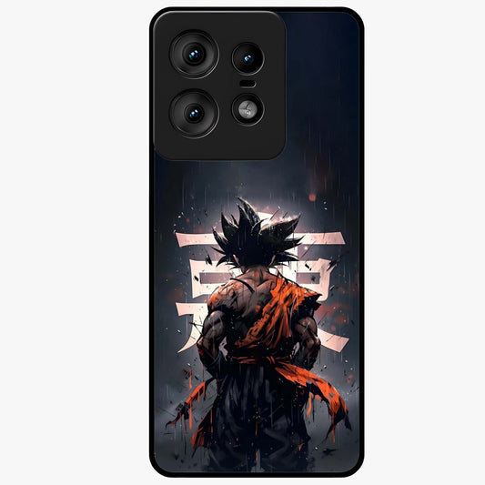 Dark Warrior In Rain Glass Case showing flat back view with warrior artwork in rainy atmosphere and glossy glass finish.