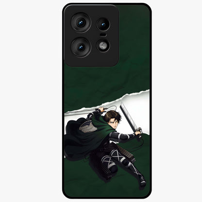 Emerald War Vanguard Glass Case showing flat back view with powerful warrior themed artwork and glossy glass finish.