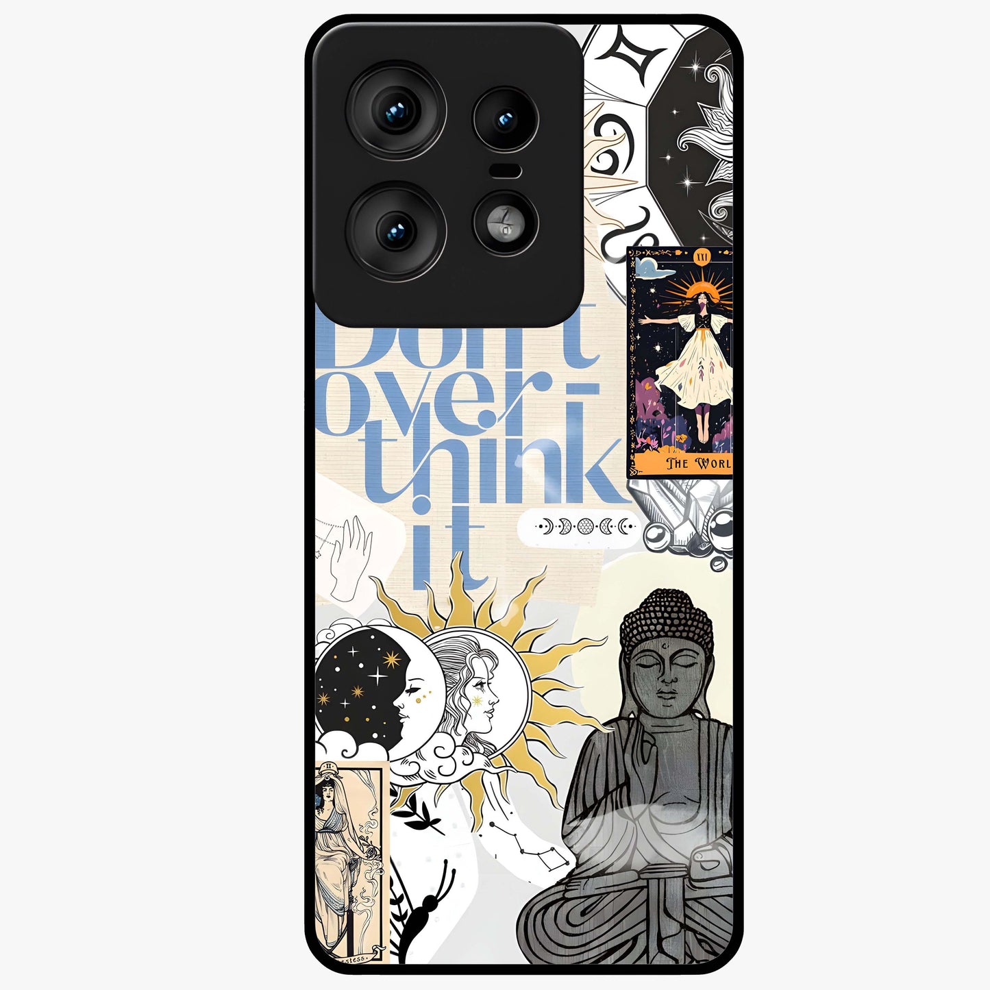 Ethereal Thoughts Glass Case showing flat back view with dreamy artistic artwork and glossy glass finish.