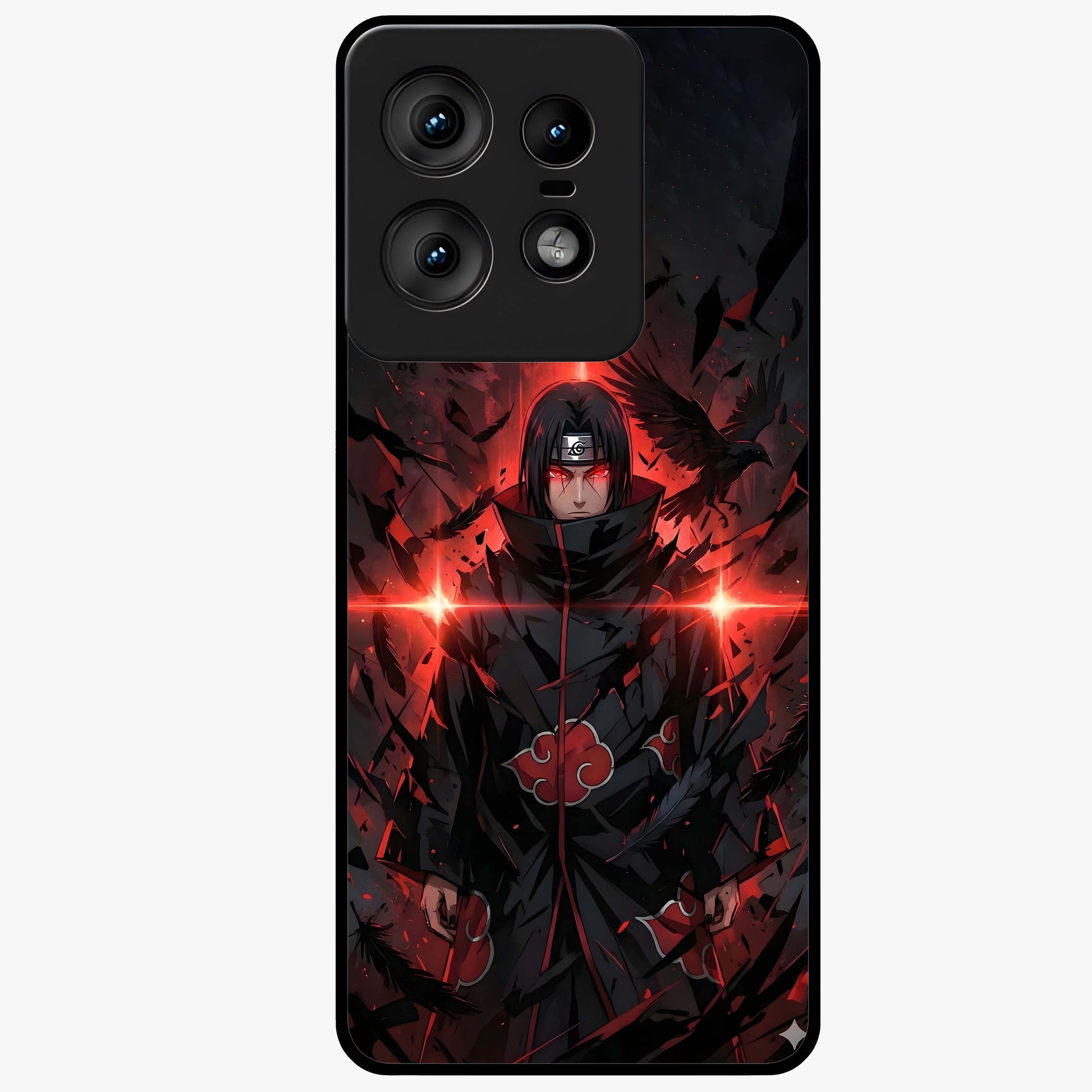Focus Mode On Glass Case showing flat back view with bold motivational typography design and glossy glass finish.