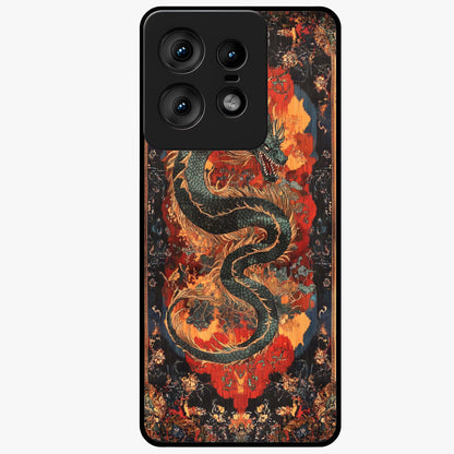 Inferno Dragon Soul Glass Case showing flat back view with fiery dragon artwork and glossy glass finish.