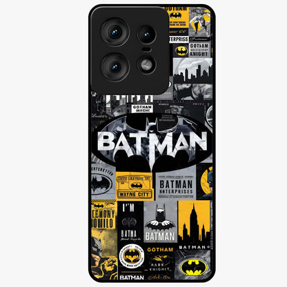 Knight Gotham Rise Glass Case showing flat back view with dark hero inspired artwork and glossy glass finish.