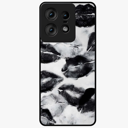 Midnight Kiss Marks Glass Case showing flat back view with lipstick kiss mark artwork and glossy glass finish.