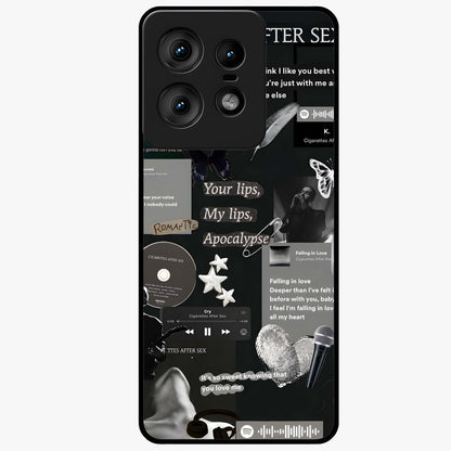 Midnight Love Echo Glass Case showing flat back view with romantic midnight themed artwork and glossy glass finish.