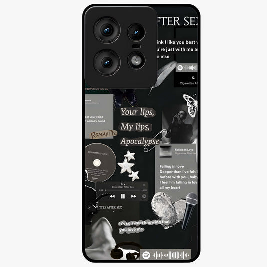 Midnight Love Echo Glass Case showing flat back view with romantic midnight themed artwork and glossy glass finish.