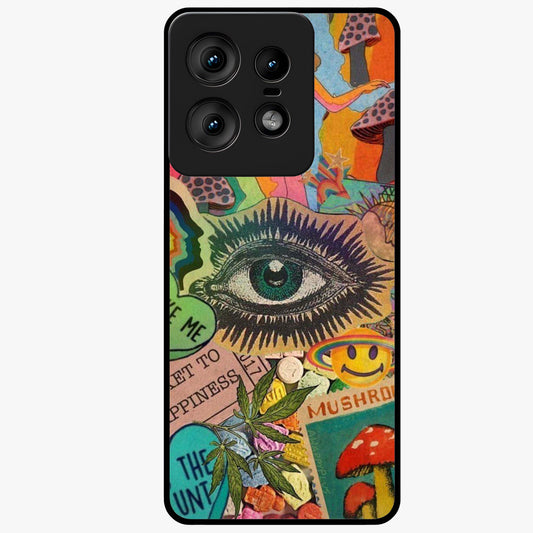 Mystic Eye Wonderland Glass Case showing flat back view with mystical eye themed artwork and glossy glass finish.
