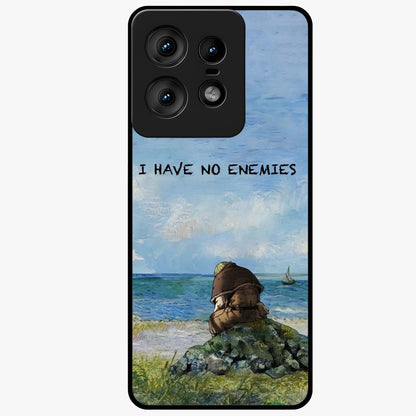 Peace Beyond War Glass Case showing flat back view with symbolic peace themed artwork and glossy glass finish.