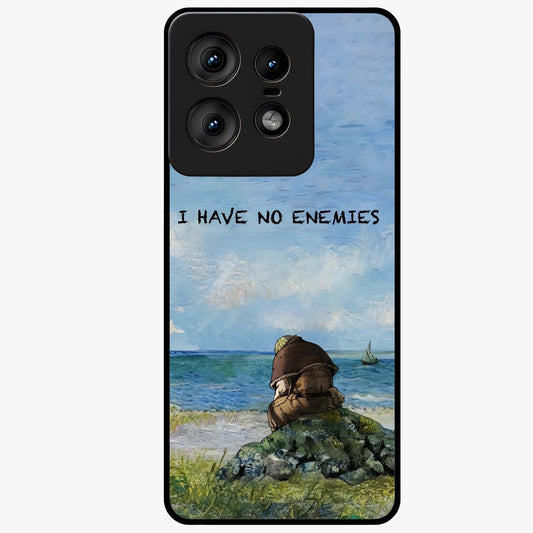 Peace Beyond War Glass Case showing flat back view with symbolic peace themed artwork and glossy glass finish.