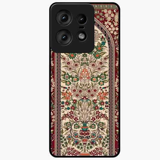 Persian Inspired Glass Case showing flat back view with ornate Persian style pattern artwork and glossy glass finish.