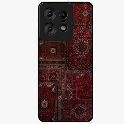 Persian Velvet Tale Glass Case showing flat back view with luxurious Persian velvet pattern artwork and glossy glass finish.